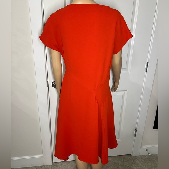 Reiss midi asymmetrical dress in rich  deep orange, size 10 - Picture 2 of 9